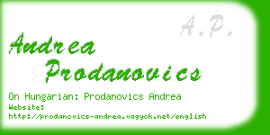 andrea prodanovics business card